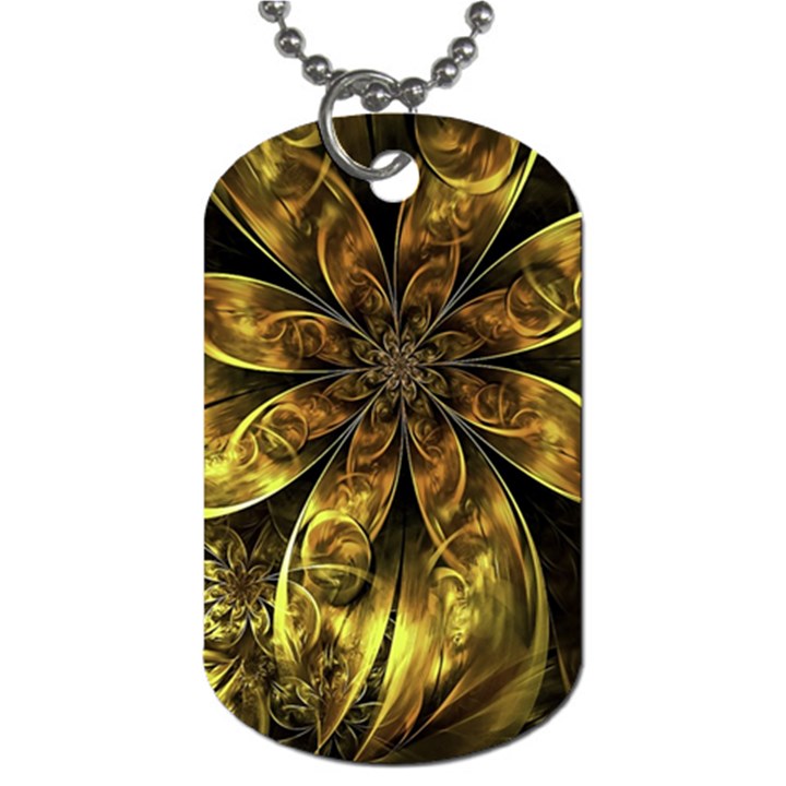 Fractal Floral Gold Golden Dog Tag (Two Sides)