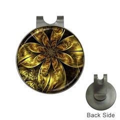 Fractal Floral Gold Golden Hat Clips with Golf Markers