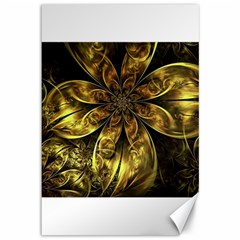 Fractal Floral Gold Golden Canvas 12  x 18 