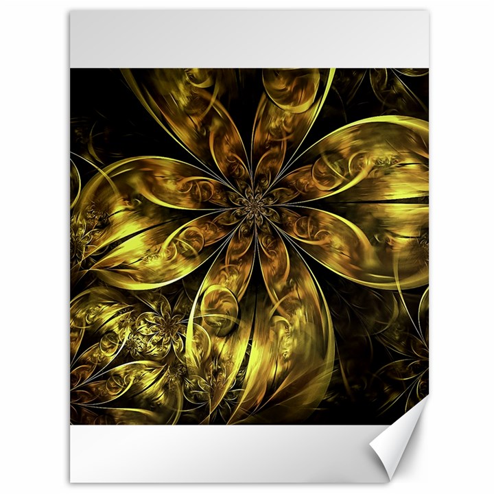 Fractal Floral Gold Golden Canvas 36  x 48 