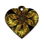 Fractal Floral Gold Golden Dog Tag Heart (One Side) Front