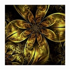 Fractal Floral Gold Golden Medium Glasses Cloth (2-side) by Wegoenart