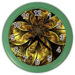 Fractal Floral Gold Golden Color Wall Clock