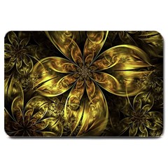 Fractal Floral Gold Golden Large Doormat 