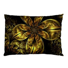 Fractal Floral Gold Golden Pillow Case