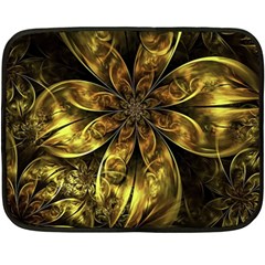 Fractal Floral Gold Golden Double Sided Fleece Blanket (Mini) 