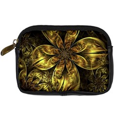 Fractal Floral Gold Golden Digital Camera Leather Case