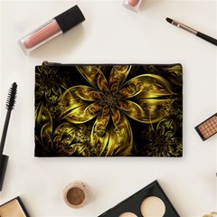 Fractal Floral Gold Golden Cosmetic Bag (Medium)