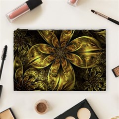 Fractal Floral Gold Golden Cosmetic Bag (Large)