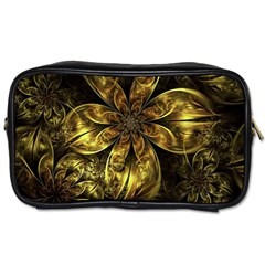 Fractal Floral Gold Golden Toiletries Bag (Two Sides)