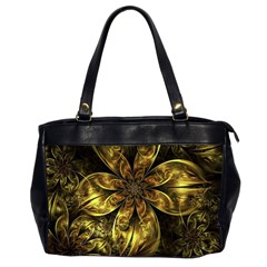 Fractal Floral Gold Golden Oversize Office Handbag (2 Sides)