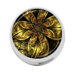 Fractal Floral Gold Golden 4-Port USB Hub (Two Sides)