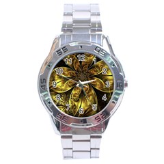 Fractal Floral Gold Golden Stainless Steel Analogue Watch