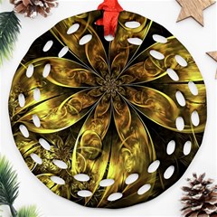 Fractal Floral Gold Golden Ornament (Round Filigree)