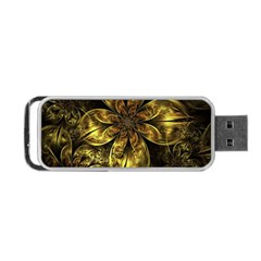 Fractal Floral Gold Golden Portable USB Flash (Two Sides)