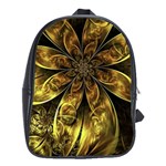 Fractal Floral Gold Golden School Bag (XL) Front