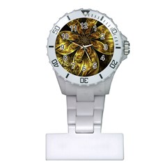 Fractal Floral Gold Golden Plastic Nurses Watch