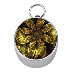 Fractal Floral Gold Golden Mini Silver Compasses