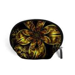 Fractal Floral Gold Golden Accessory Pouch (small) by Wegoenart