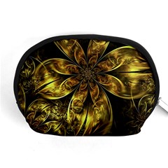 Fractal Floral Gold Golden Accessory Pouch (medium) by Wegoenart