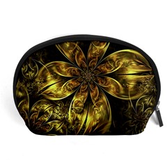 Fractal Floral Gold Golden Accessory Pouch (large) by Wegoenart