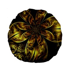 Fractal Floral Gold Golden Standard 15  Premium Flano Round Cushions