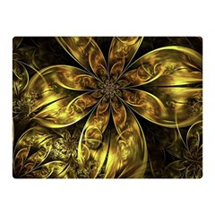 Fractal Floral Gold Golden Double Sided Flano Blanket (Mini) 