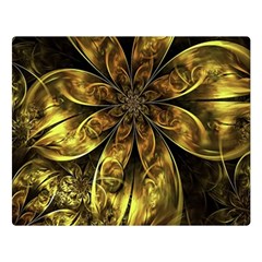 Fractal Floral Gold Golden Double Sided Flano Blanket (Large) 