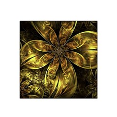 Fractal Floral Gold Golden Satin Bandana Scarf by Wegoenart