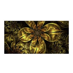 Fractal Floral Gold Golden Satin Wrap