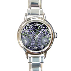 Fractal Mirror Flowers Round Italian Charm Watch by Wegoenart