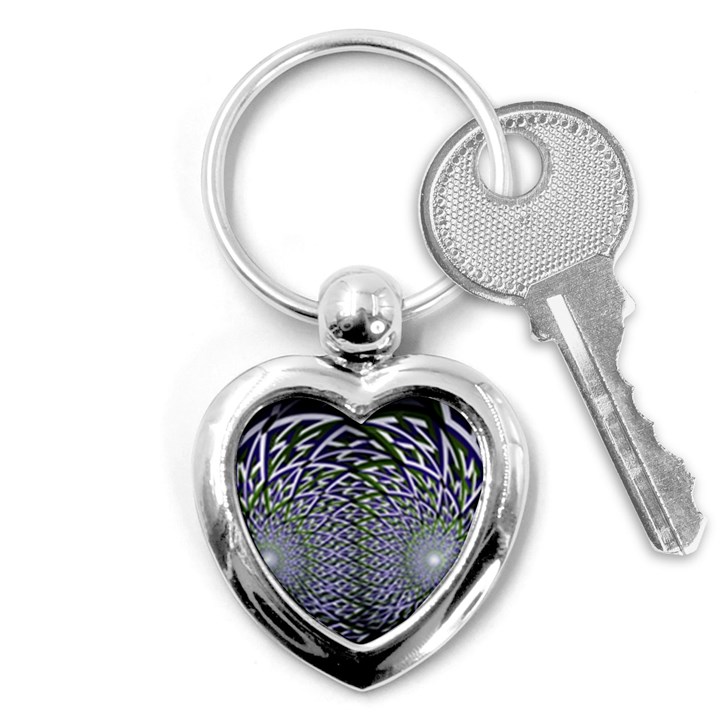 Fractal Mirror Flowers Key Chains (Heart) 