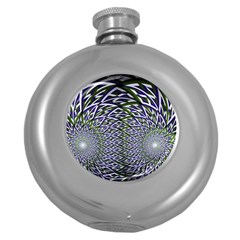 Fractal Mirror Flowers Round Hip Flask (5 Oz) by Wegoenart