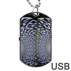 Fractal Mirror Flowers Dog Tag Usb Flash (one Side) by Wegoenart