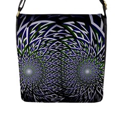 Fractal Mirror Flowers Flap Closure Messenger Bag (l) by Wegoenart