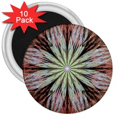 Fractal Floral Fantasy Flower 3  Magnets (10 Pack)  by Wegoenart