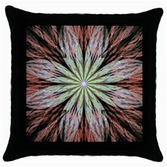 Fractal Floral Fantasy Flower Throw Pillow Case (black)