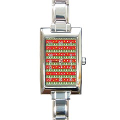 Christmas Papers Red And Green Rectangle Italian Charm Watch by Wegoenart