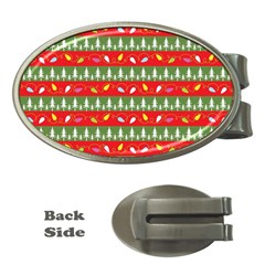 Christmas Papers Red And Green Money Clips (oval)  by Wegoenart