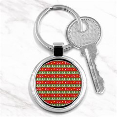 Christmas Papers Red And Green Key Chains (round)  by Wegoenart