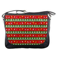 Christmas Papers Red And Green Messenger Bag by Wegoenart