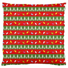 Christmas Papers Red And Green Large Cushion Case (one Side) by Wegoenart