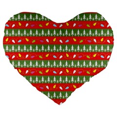 Christmas Papers Red And Green Large 19  Premium Heart Shape Cushions by Wegoenart