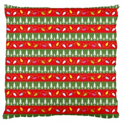 Christmas Papers Red And Green Large Flano Cushion Case (one Side) by Wegoenart