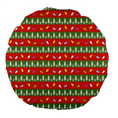 Christmas Papers Red And Green Large 18  Premium Flano Round Cushions by Wegoenart