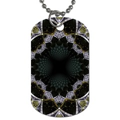 Fractal Aqua Silver Pattern Dog Tag (two Sides) by Wegoenart