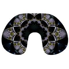 Fractal Aqua Silver Pattern Travel Neck Pillows by Wegoenart