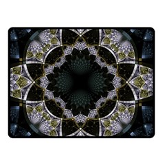 Fractal Aqua Silver Pattern Double Sided Fleece Blanket (small)  by Wegoenart