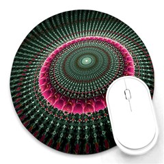 Fractal Circle Fantasy Texture Round Mousepads by Wegoenart