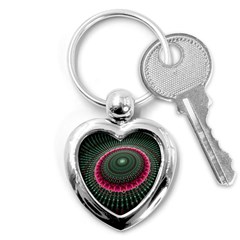 Fractal Circle Fantasy Texture Key Chains (heart)  by Wegoenart